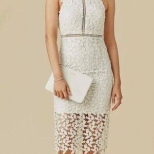 BARDOT  White Lace Sleeveless Halter Midi Dress Size Bridal Wedding